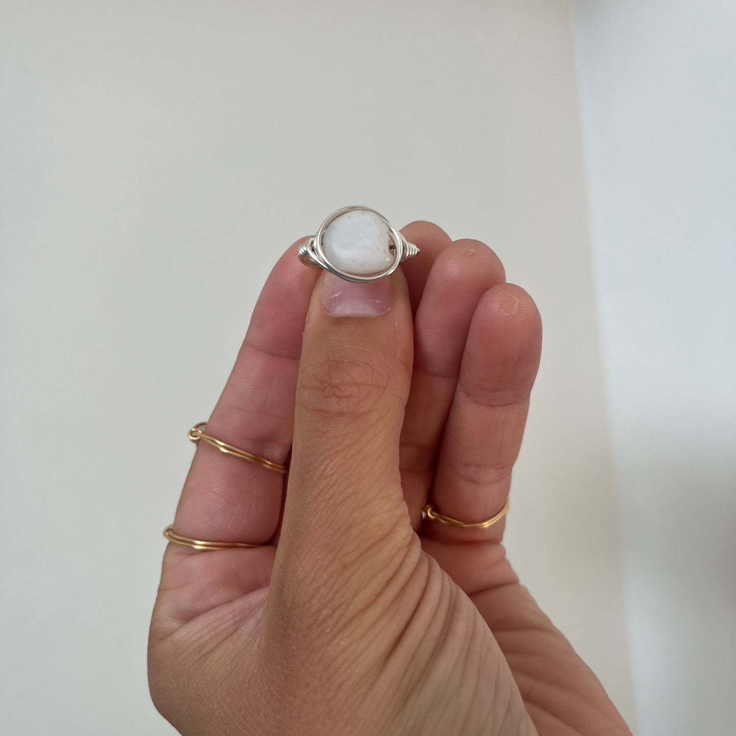 Full Moon - silver wire-wrapped ring