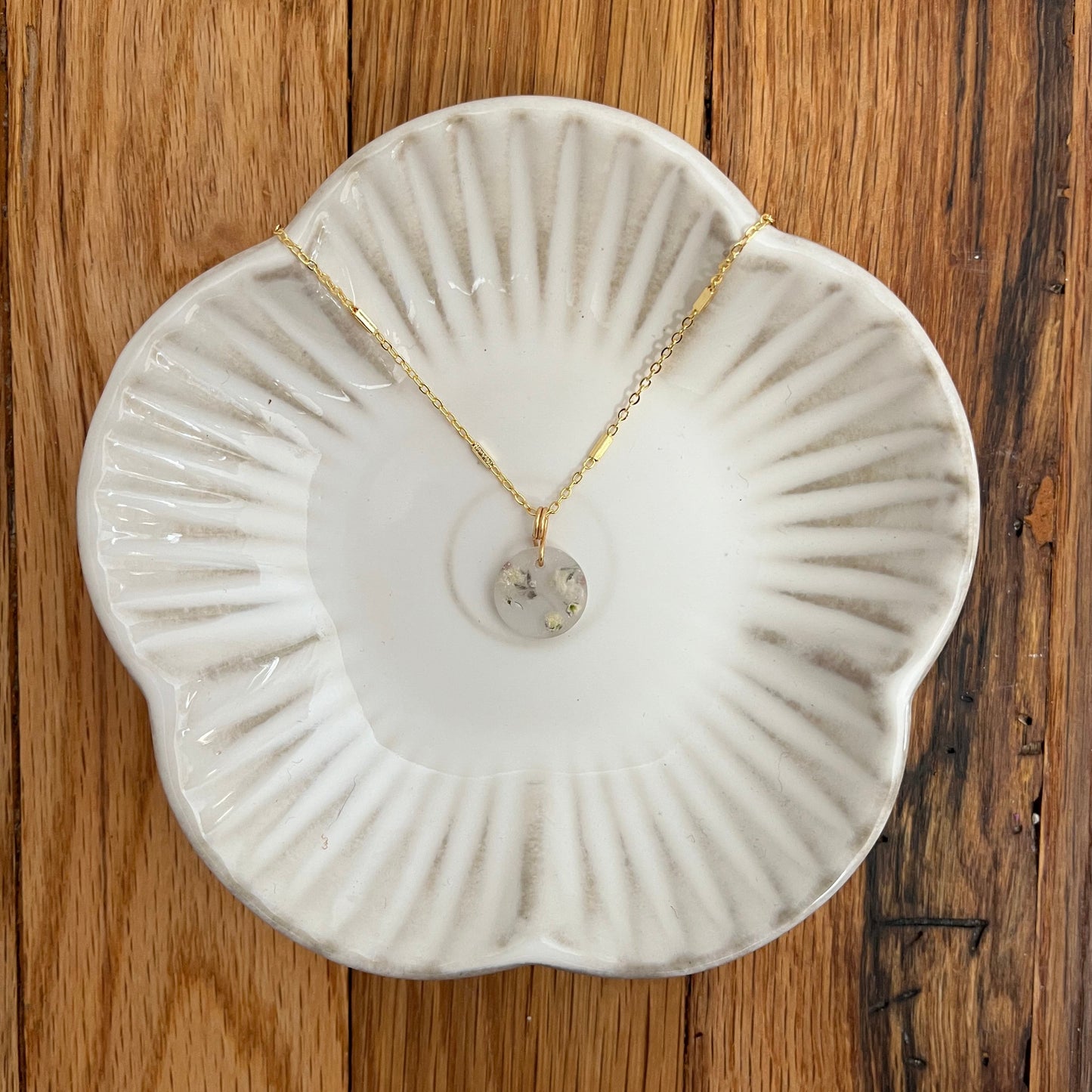 Summer Frost - Pressed Flower Pendant Necklace