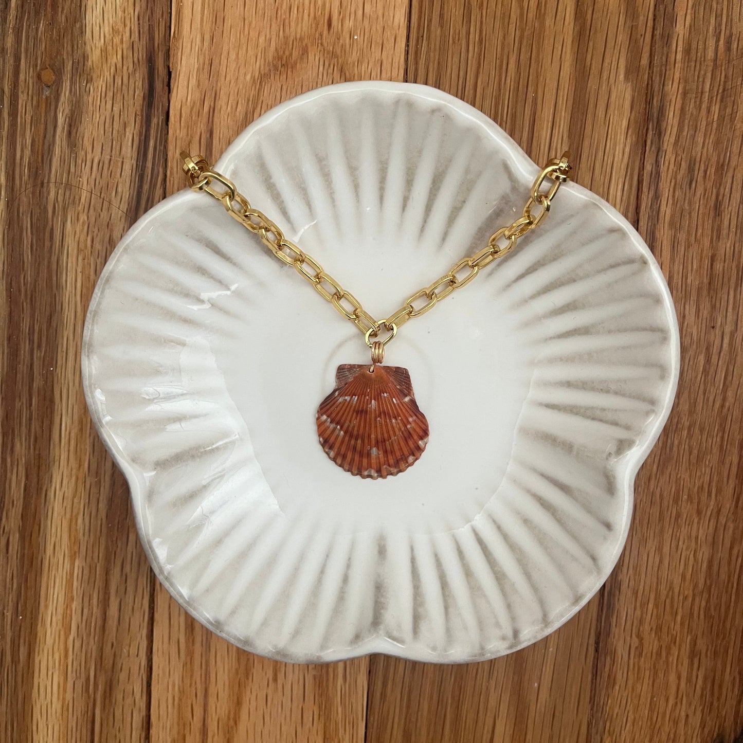 Little Mermaid - Calico Scallop Pendant Necklace