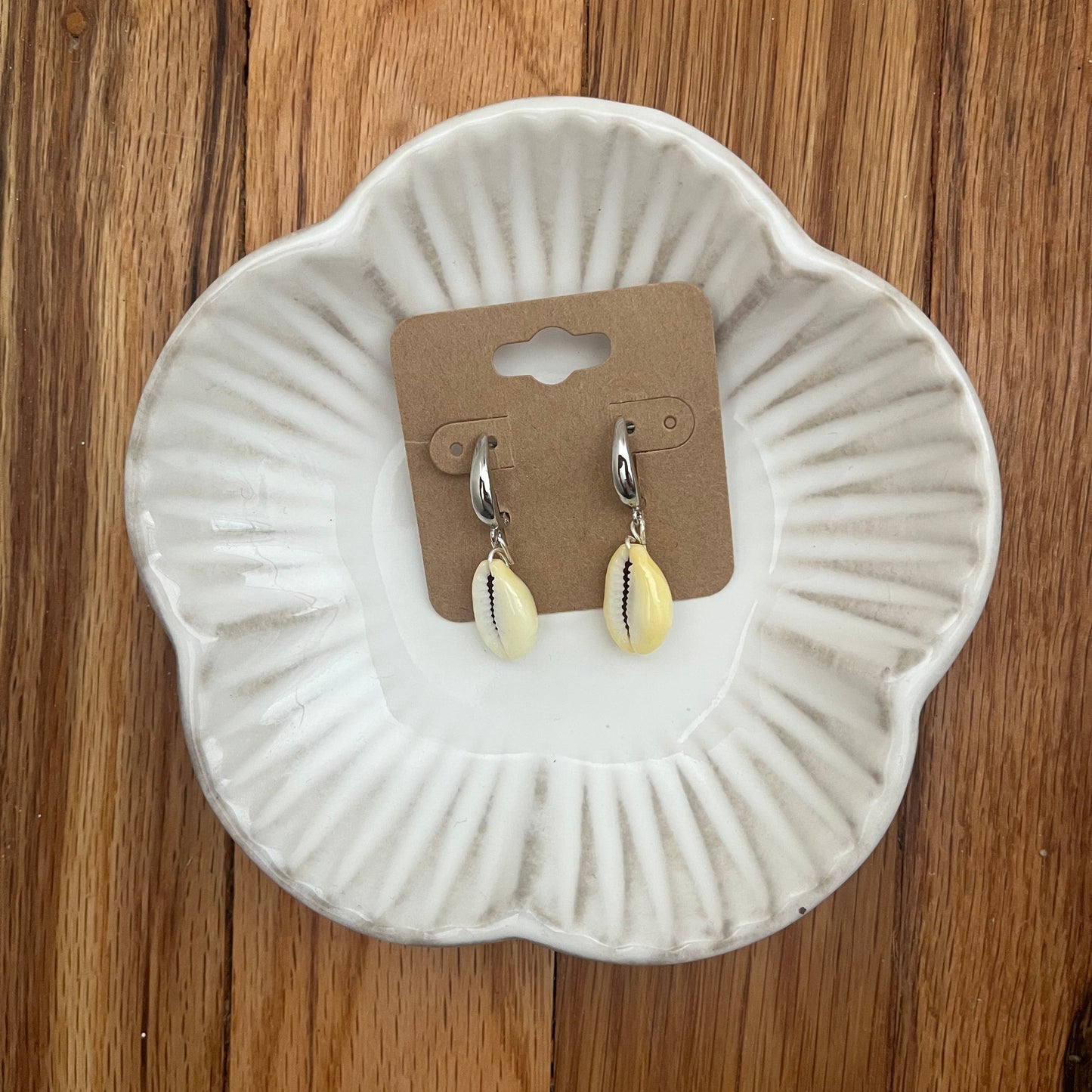 Dime Piece - Money Cowrie Tapered Hoop Earrings